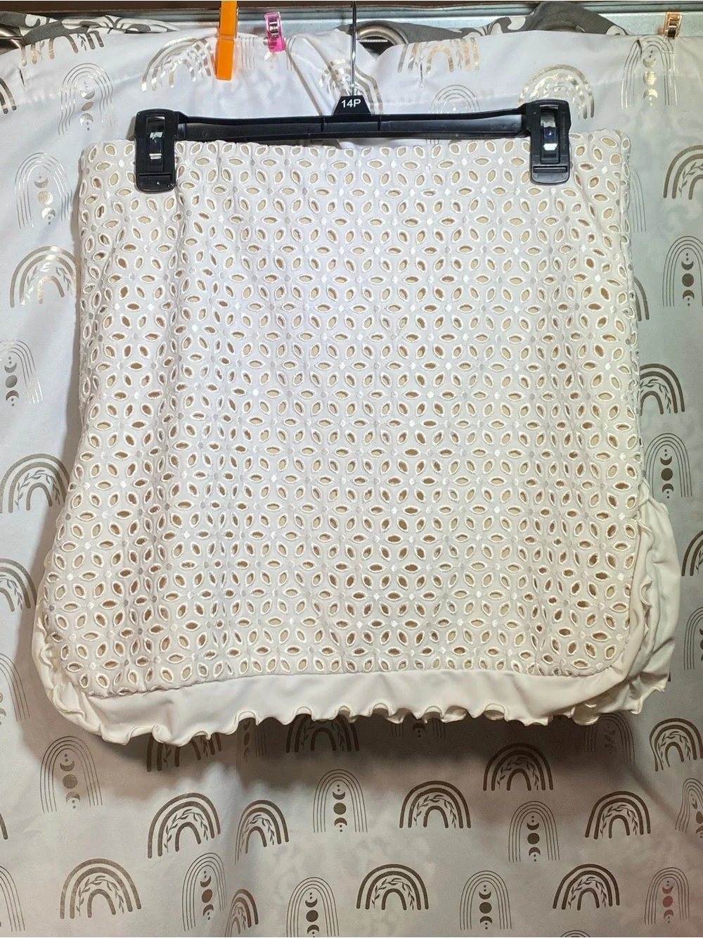 Women's Cream Eyelet Mini Skirt